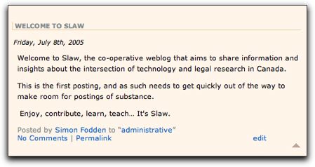 Slaw's first post